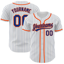 Load image into Gallery viewer, Custom White Royal Pinstripe Royal-Orange Authentic Baseball Jersey