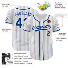 Load image into Gallery viewer, Custom White Royal Pinstripe Royal Authentic Baseball Jersey