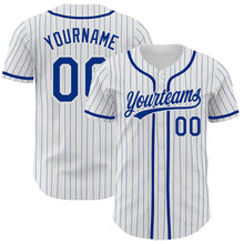 Load image into Gallery viewer, Custom White Royal Pinstripe Royal Authentic Baseball Jersey