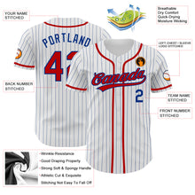 Load image into Gallery viewer, Custom White Royal Pinstripe Red Authentic Baseball Jersey