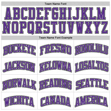 Load image into Gallery viewer, Custom White Black Pinstripe Purple-Gray Authentic Basketball Jersey