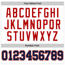 Load image into Gallery viewer, Custom White Navy Pinstripe Navy Old Gold-Red Authentic Basketball Jersey