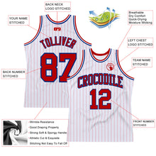 Load image into Gallery viewer, Custom White Red Pinstripe Red-Royal Authentic Basketball Jersey