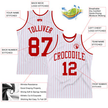 Load image into Gallery viewer, Custom White Red Pinstripe Red Authentic Basketball Jersey