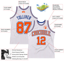 Load image into Gallery viewer, Custom White Orange Pinstripe Orange-Royal Authentic Basketball Jersey