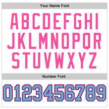 Load image into Gallery viewer, Custom White Light Blue Pinstripe Light Blue Black-Pink Authentic Basketball Jersey