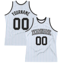 Load image into Gallery viewer, Custom White Teal Pinstripe Black-Gray Authentic Basketball Jersey