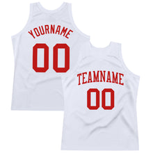 Load image into Gallery viewer, Custom White Scarlet Authentic Throwback Basketball Jersey