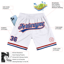 Load image into Gallery viewer, Custom White Royal-Red Authentic Throwback Basketball Shorts