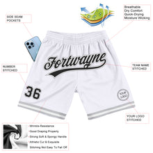 Load image into Gallery viewer, Custom White Black-Gray Authentic Throwback Basketball Shorts