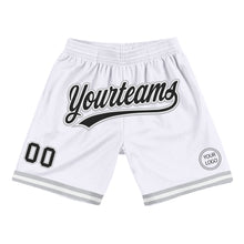 Load image into Gallery viewer, Custom White Black-Gray Authentic Throwback Basketball Shorts