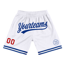 Load image into Gallery viewer, Custom White Red-Royal Authentic Throwback Basketball Shorts
