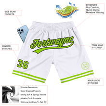 Load image into Gallery viewer, Custom White Neon Green-Black Authentic Throwback Basketball Shorts