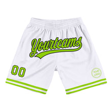 Load image into Gallery viewer, Custom White Neon Green-Black Authentic Throwback Basketball Shorts
