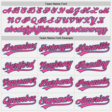 Load image into Gallery viewer, Custom White Black Pinstripe Pink-Light Blue Authentic Baseball Jersey
