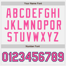 Load image into Gallery viewer, Custom White Black Pinstripe Pink-Light Blue Authentic Baseball Jersey