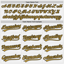 Load image into Gallery viewer, Custom White Black Pinstripe Old Gold Authentic Baseball Jersey