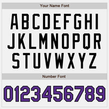 Load image into Gallery viewer, Custom White Black Pinstripe Purple Authentic Baseball Jersey