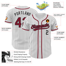 Load image into Gallery viewer, Custom White Black Pinstripe Crimson Authentic Baseball Jersey