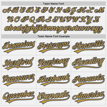 Load image into Gallery viewer, Custom White Navy Pinstripe Old Gold Authentic Baseball Jersey