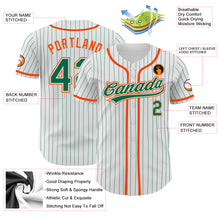 Load image into Gallery viewer, Custom White Kelly Green Pinstripe Kelly Green-Orange Authentic Baseball Jersey