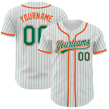 Load image into Gallery viewer, Custom White Kelly Green Pinstripe Kelly Green-Orange Authentic Baseball Jersey
