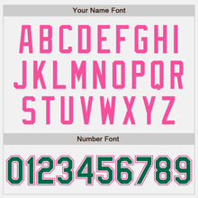 Load image into Gallery viewer, Custom White Kelly Green Pinstripe Kelly Green-Pink Authentic Baseball Jersey