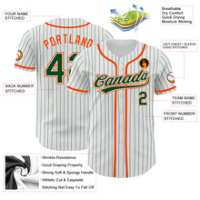Load image into Gallery viewer, Custom White Green Pinstripe Green-Orange Authentic Baseball Jersey
