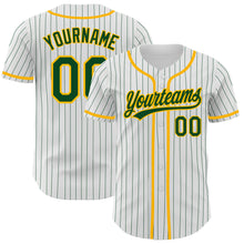 Load image into Gallery viewer, Custom White Green Pinstripe Green-Gold Authentic Baseball Jersey