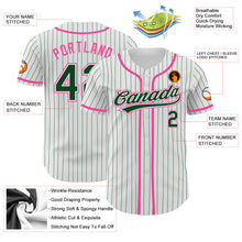 Load image into Gallery viewer, Custom White Green Pinstripe Green-Pink Authentic Baseball Jersey