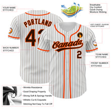 Load image into Gallery viewer, Custom White Brown Pinstripe Brown-Orange Authentic Baseball Jersey