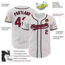 Load image into Gallery viewer, Custom White Crimson Pinstripe Crimson-Black Authentic Baseball Jersey