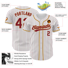 Load image into Gallery viewer, Custom White Crimson Pinstripe Crimson-Old Gold Authentic Baseball Jersey