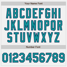 Load image into Gallery viewer, Custom White Teal Pinstripe Teal-Navy Authentic Baseball Jersey