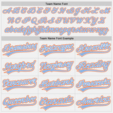 Load image into Gallery viewer, Custom White Light Blue Pinstripe Light Blue-Orange Authentic Baseball Jersey