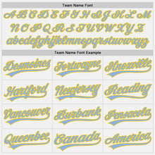 Load image into Gallery viewer, Custom White Light Blue Pinstripe Light Blue-Yellow Authentic Baseball Jersey
