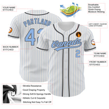 Load image into Gallery viewer, Custom White Light Blue Pinstripe Light Blue-Steel Gray Authentic Baseball Jersey