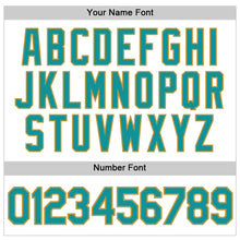 Load image into Gallery viewer, Custom White Teal-Old Gold Authentic Baseball Jersey