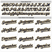 Load image into Gallery viewer, Custom White Old Gold Navy-Orange Authentic Baseball Jersey