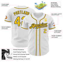 Load image into Gallery viewer, Custom White Yellow-Black Authentic Baseball Jersey