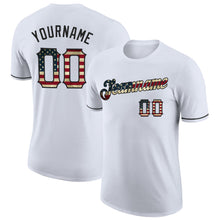 Load image into Gallery viewer, Custom White Vintage USA Flag-Black Performance T-Shirt