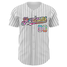 Load image into Gallery viewer, Custom White Black Pinstripe Tie Dye Authentic Baseball Jersey