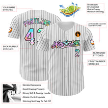 Load image into Gallery viewer, Custom White Black Pinstripe Tie Dye Authentic Baseball Jersey