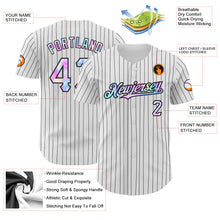 Load image into Gallery viewer, Custom White Black Pinstripe Tie Dye Authentic Baseball Jersey