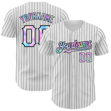 Load image into Gallery viewer, Custom White Black Pinstripe Tie Dye Authentic Baseball Jersey