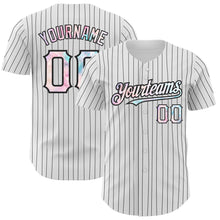 Load image into Gallery viewer, Custom White Black Pinstripe Tie Dye Authentic Baseball Jersey