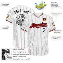 Load image into Gallery viewer, Custom White Black Pinstripe Red Authentic Baseball Jersey
