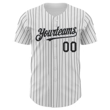 Load image into Gallery viewer, Custom White Black Pinstripe Gray Authentic Baseball Jersey