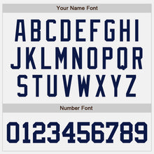 Load image into Gallery viewer, Custom White Navy Pinstripe Navy Authentic Baseball Jersey