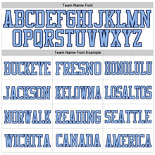 Load image into Gallery viewer, Custom White Light Blue-Navy Mesh Authentic Football Jersey